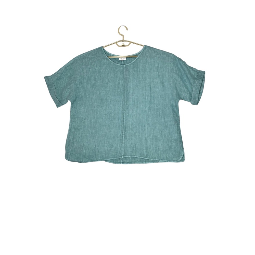 NWT Pure Jill J. Jill Women 100%Linen Top Blouse Large Boxy Beachy Coastal Green